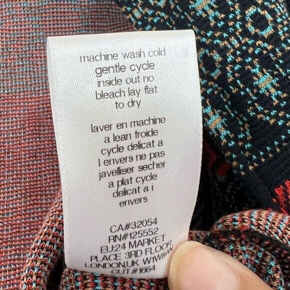 Anthropologie Dolan Red/Blue Multi Abstract Southwestern Knit Open Jacket Large - Picture 12 of 12